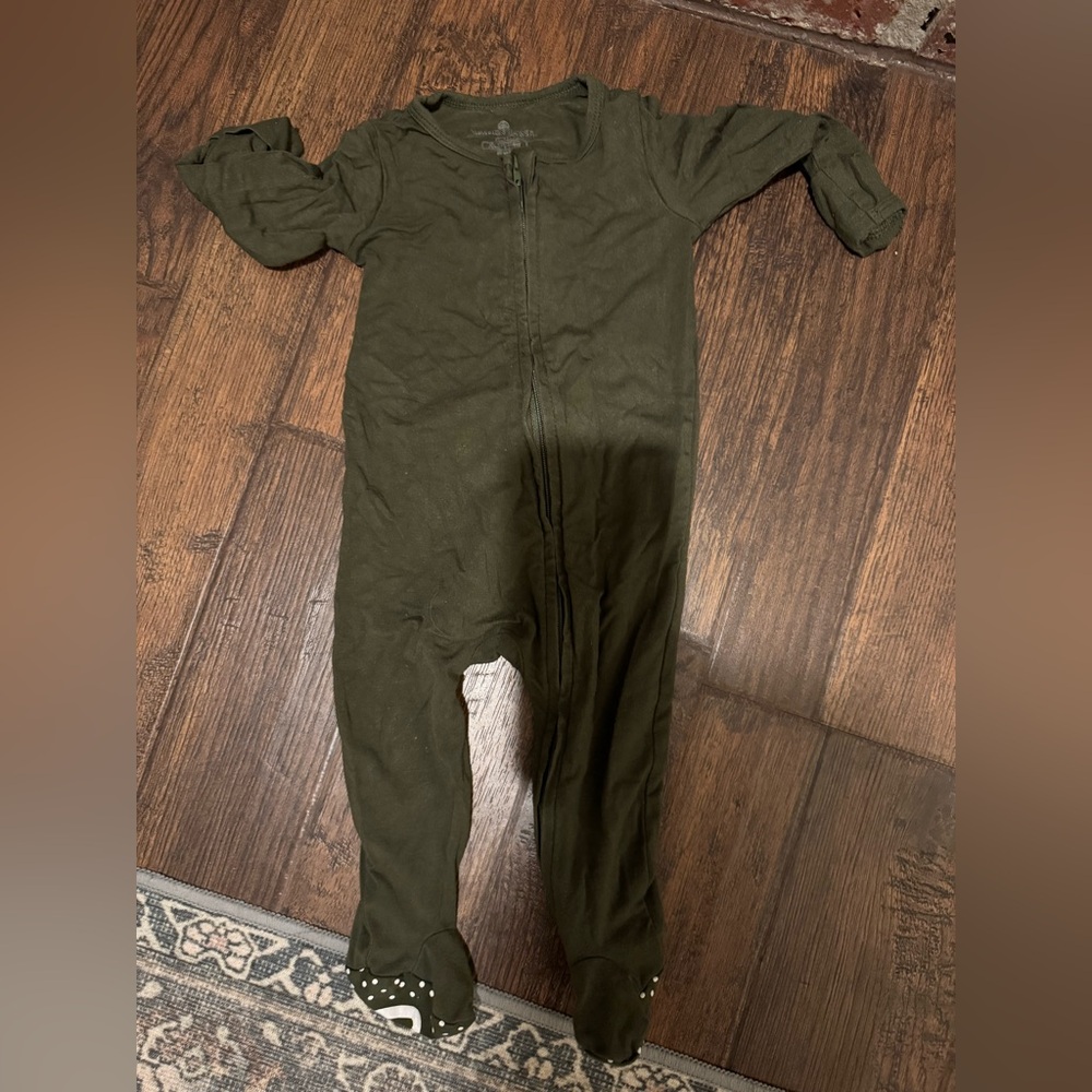 Caden Lane Olive Green Kids One Piece Footie Sleeper